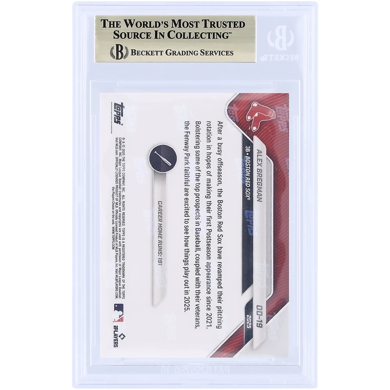 Alex Bregman Boston Red Sox 2025 Topps Now Road To Opening Day Orange Foil #OD-19 #/25 BGS Authenticated 10 Card - 10,9.5,10,10 Subgrades