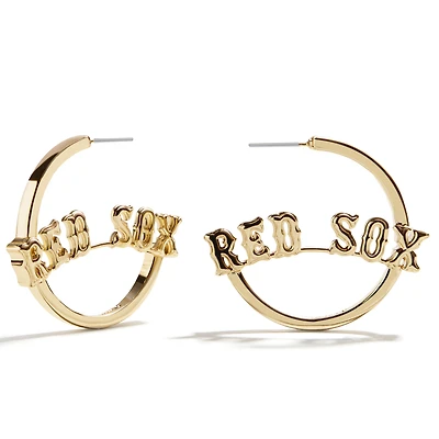 BaubleBar  Boston Red Sox Wordmark Hoop Earrings