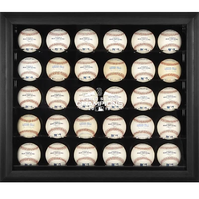 Présentoir à 30 balles de baseball Boston Red Sox, champions de la Série mondiale MLB 2018, avec logo encadré noir.