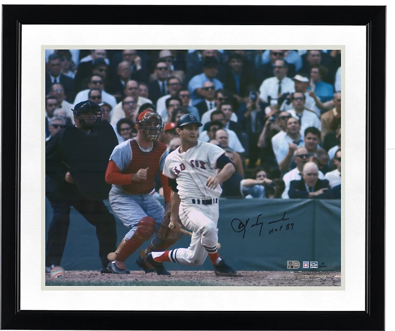 Carl Yastrzemski Boston Red Sox Autographed 16'' x 20'' 1967 World Series Hitting Photograph with ''HOF 89'' Inscription