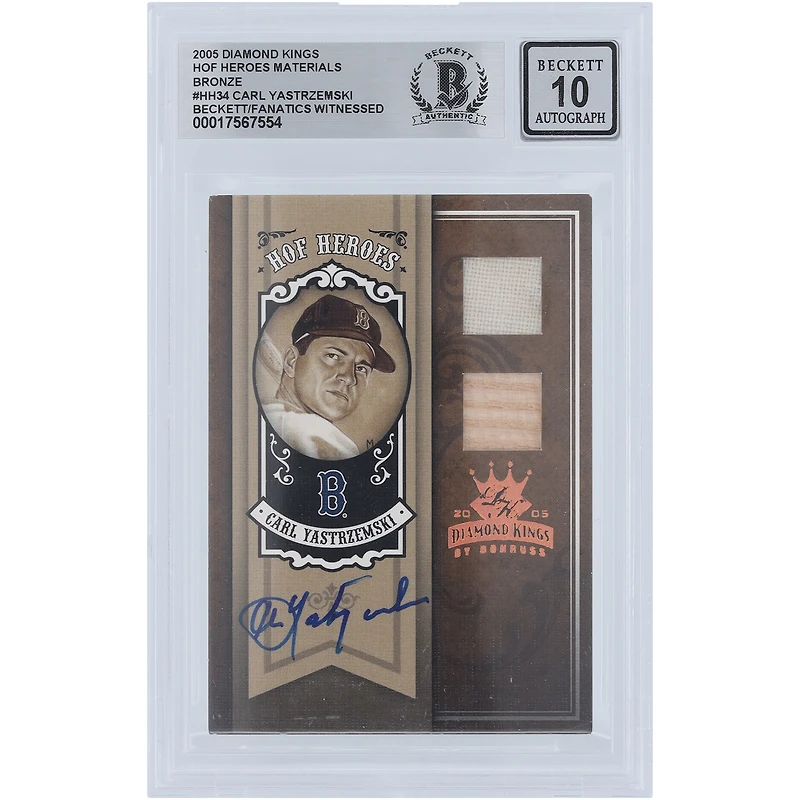 V106832 RedSox Carl Yastrzemski Boston Red Sox Autographié 2005 Donruss Diamond Kings Bronze HOF Heroes Matériaux Double Bat Jersey Relics #HH-34 #/25 Beckett Fanatics Witnessed Authenticated 10 Card Carl Yastrzemski AUT DNS TRADING CARDS 45666 AUTTRC CA01B00131