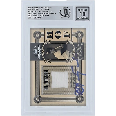 V106832 RedSox Carl Yastrzemski Boston Red Sox Autographié 2005 Donruss Timeless Treasures HOF Materials Jersey Relic #HOF-8 #/100 Beckett Fanatics Witnessed Authenticated 10 Card Carl Yastrzemski AUT DNS TRADING CARDS 45666 AUTTRC CA01B00134 #3
