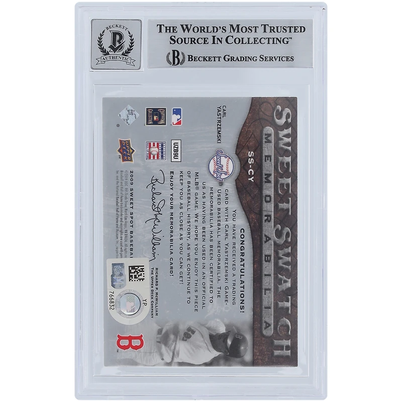 V106832 RedSox Carl Yastrzemski Boston Red Sox Autographié 2009 Upper Deck Sweet Spot Sweet Swatches Souvenirs Jersey Relic #SS-CY Beckett Fanatics Witnessed Authenticated 10 Card Carl Yastrzemski AUT UPD TRADING CARDS 45666 AUTTRC CA01B00138 #10