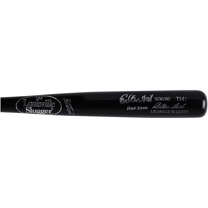 Batte de baseball Louisville Slugger autographiée par Carlton Fisk des Boston Red Sox avec inscription « HOF 2000 »