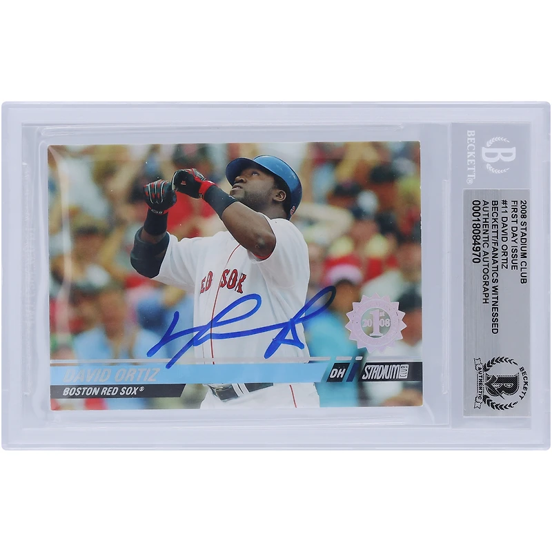 David Ortiz Boston Red Sox Autographié 2008 Topps Stadium Club First Day Issue # 11 #/599 Beckett Fanatics Witnessed Authenticated Card