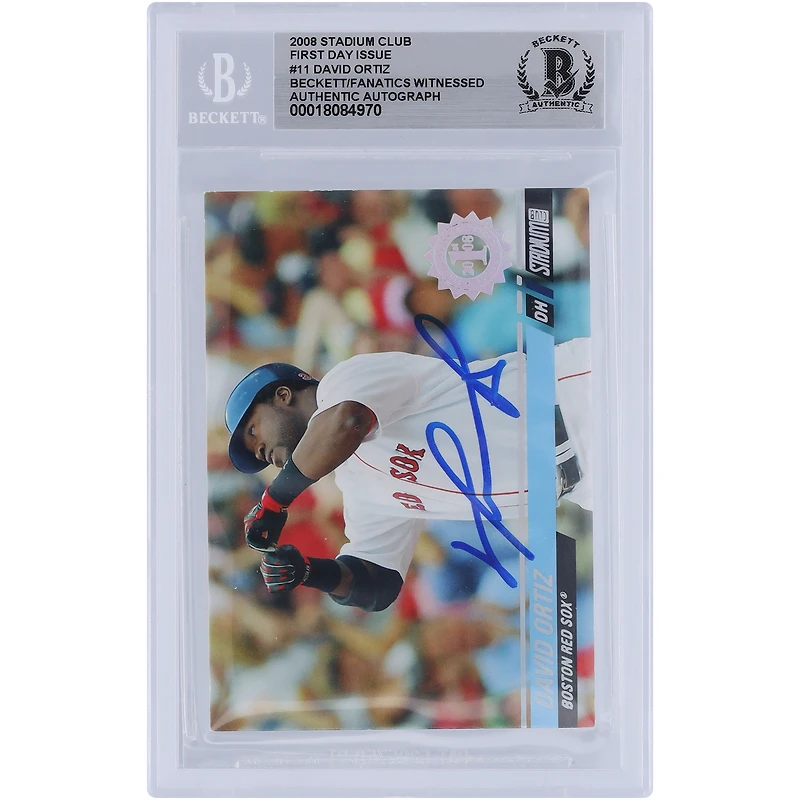 David Ortiz Boston Red Sox Autographié 2008 Topps Stadium Club First Day Issue # 11 #/599 Beckett Fanatics Witnessed Authenticated Card