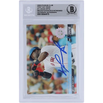 David Ortiz Boston Red Sox Autographié 2008 Topps Stadium Club First Day Issue # 11 #/599 Beckett Fanatics Witnessed Authenticated Card