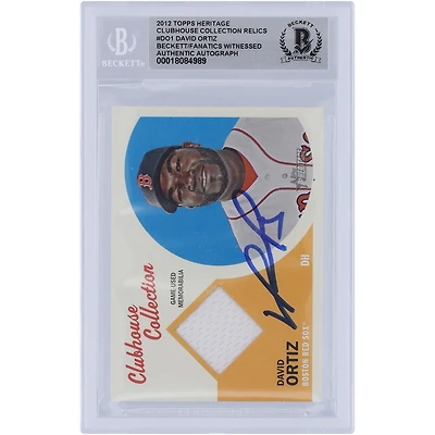 Maillot relique de la collection Topps Heritage Clubhouse 2012 autographié par David Ortiz des Boston Red Sox #CCR-DO Beckett Fanatics, carte authentifiée avec témoin