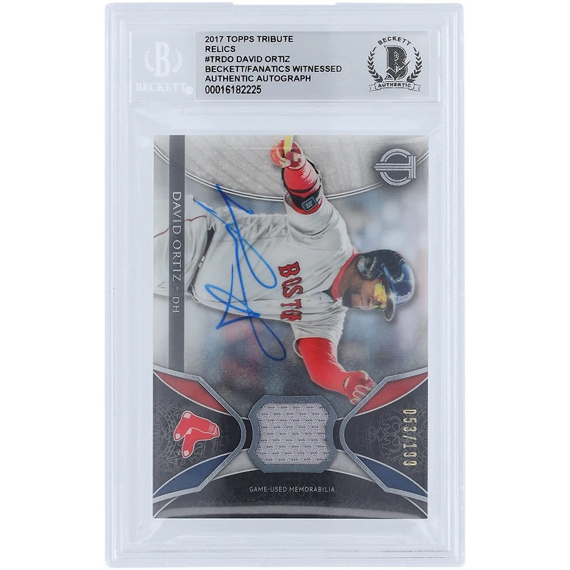 Carte hommage Topps 2017 autographiée par David Ortiz des Boston Red Sox #TR-DO #/199 Beckett Fanatics Witnessed Authenticated