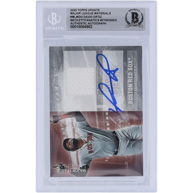 David Ortiz Boston Red Sox autographié Topps Update Major League Material Jersey Relic #MLM-DO Beckett Fanatics a été témoin d'une carte authentifiée
