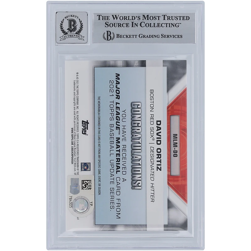 V106832 RedSox David Ortiz Boston Red Sox Autographié 2021 Topps Mise à jour Major League Material Jersey Relic #MLM-DO Beckett Fanatics Witnessed Authenticated 9/10 Card David Ortiz AUT TPP TRADING CARDS 45839 AUTTRC CA01B02016 # 11