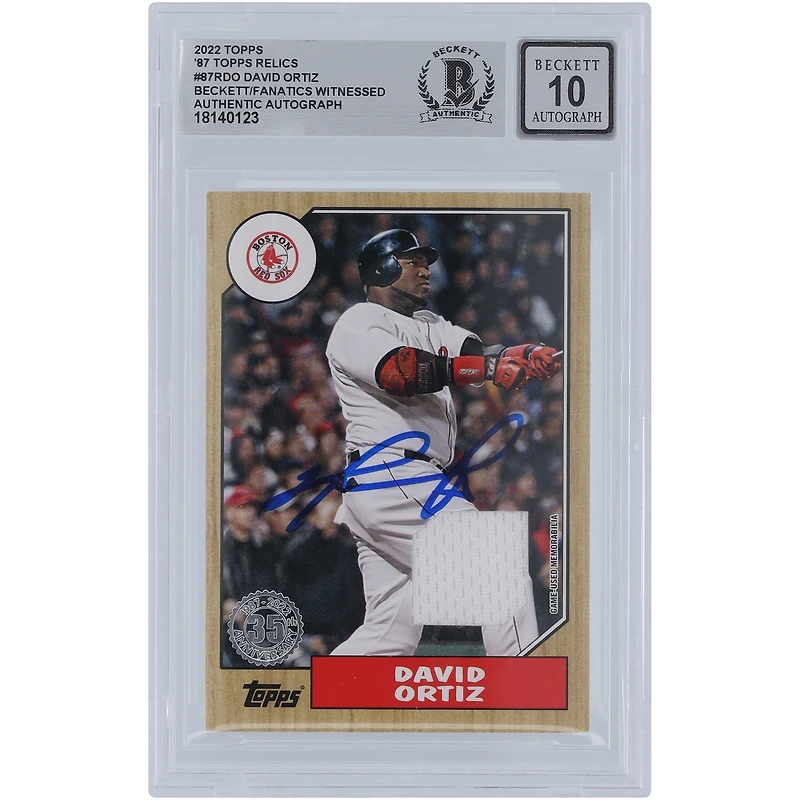 David Ortiz Boston Red Sox autographié 2022 Topps '87 Topps White Jersey Relic #87R-DO Beckett Fanatics Witnessed Authenticated 10 Card