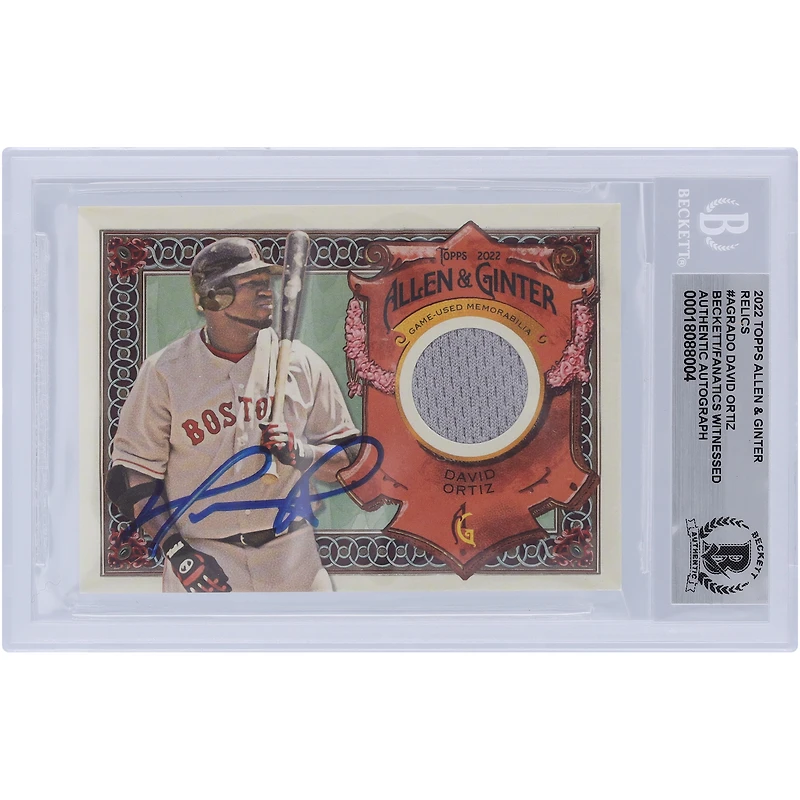 Carte authentifiée autographiée par David Ortiz des Boston Red Sox, Topps Allen & Ginter Relic 2022 #AGRA-DO, vue par les fans de Beckett
