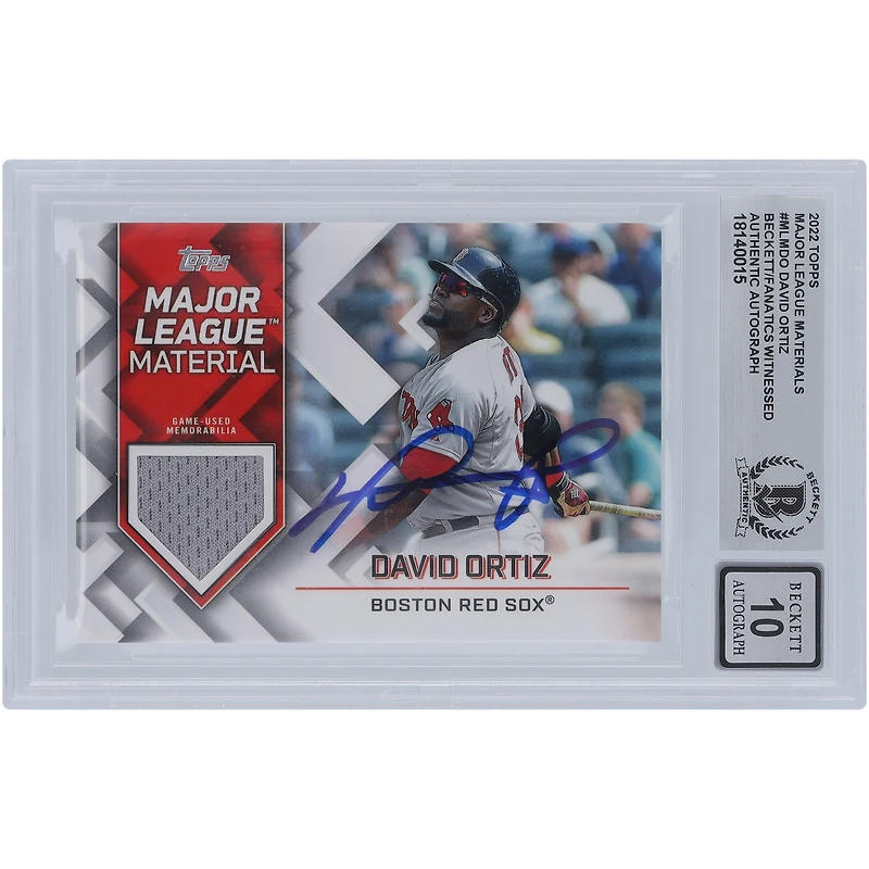 Maillot relique de la Ligue majeure Topps 2022 autographié par David Ortiz des Red Sox de Boston #MLM-DO Beckett Fanatics a été témoin d'une carte 10 authentifiée