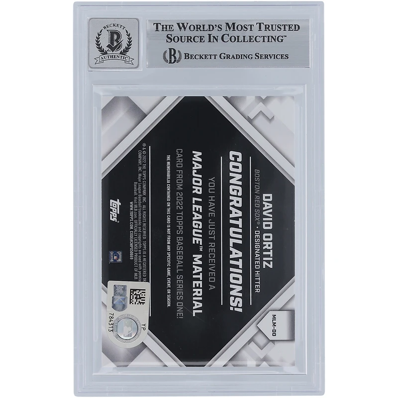 V106832 RedSox David Ortiz Boston Red Sox Autographié 2022 Topps Major League Material White Jersey Relic #MLM-DO Beckett Fanatics Witnessed Authenticated 9/10 Card David Ortiz AUT TPP TRADING CARDS 45839 AUTTRC CA01B02022 #17