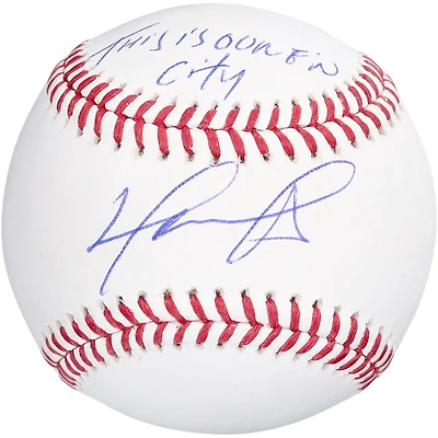 Baseball autographié par David Ortiz des Red Sox de Boston avec l'inscription « This Is Our F'N City »