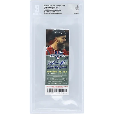 Billet NM-MT 8 authentifié et autographié par David Ortiz des Boston Red Sox, signé Beckett Fanatics, daté du 6 mai 2014