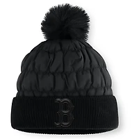 Bonnet de nuit Fanatics Black Boston Red Sox en tricot à revers avec pompon