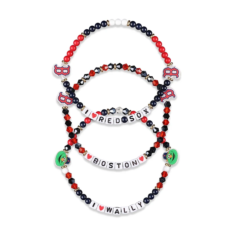 FOCO Boston Red Sox 3-Pack Friendship Bracelet Set