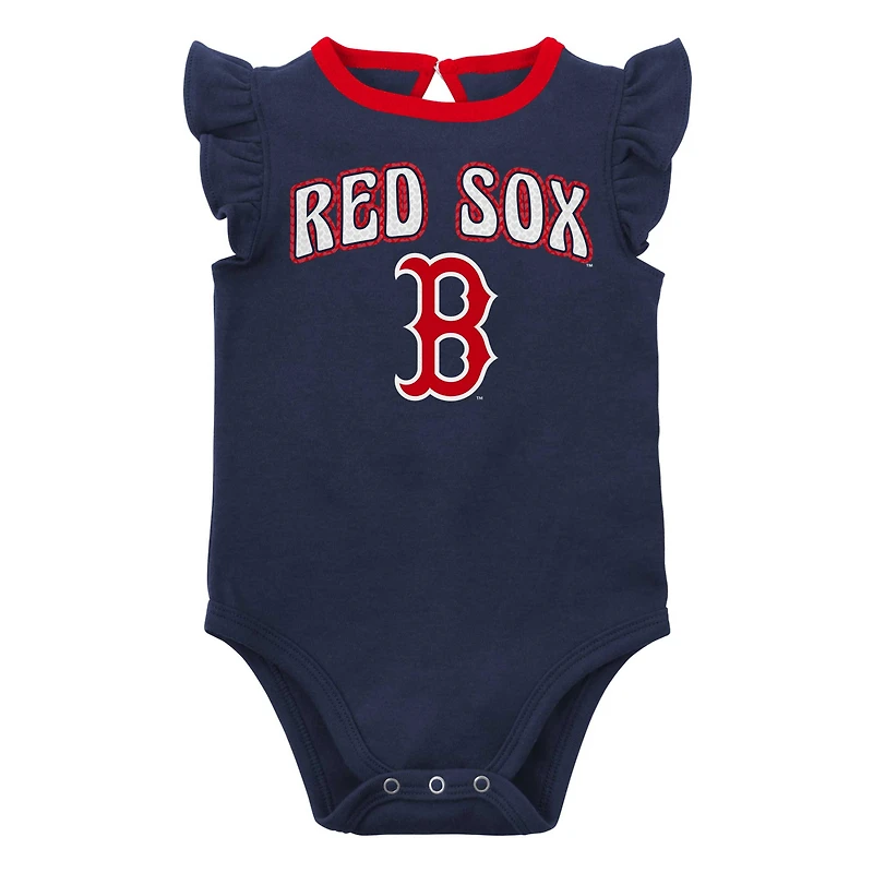 Lot de deux bodys pour nouveau-nés et bébés bleu marine/gris chiné Boston Red Sox Little Fan