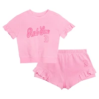 Ensemble t-shirt et short rose Fanatics pour filles des Red Sox de Boston Dugout