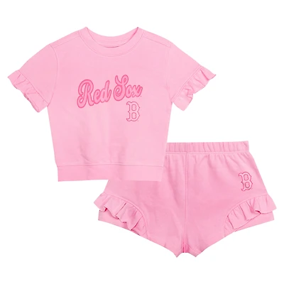 Ensemble t-shirt et short rose Fanatics pour filles des Red Sox de Boston Dugout