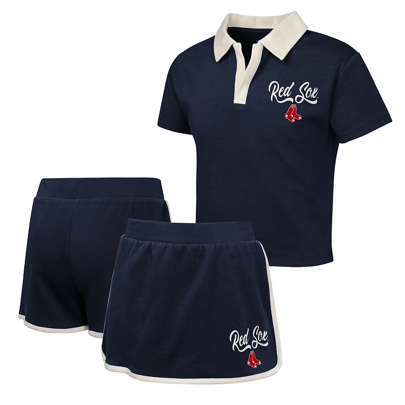 Ensemble polo et jupe-short Johnny pour filles de la marine Boston Red Sox Base Trainer