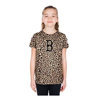 Girls Youth New Era  Brown Boston Red Sox Leopard T-Shirt