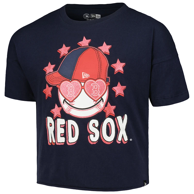 T-shirt à manches mi-longues New Era pour jeune fille Boston Red Sox Team bleu marine