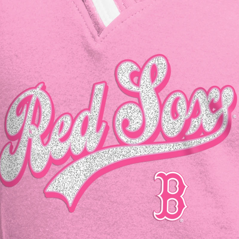 Girls Youth New Era Pink Boston Red Sox Mommy & Me Raglan V-Neck T-Shirt