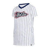 T-shirt à col en V fines rayures des Boston Red Sox New Era pour fille jeune