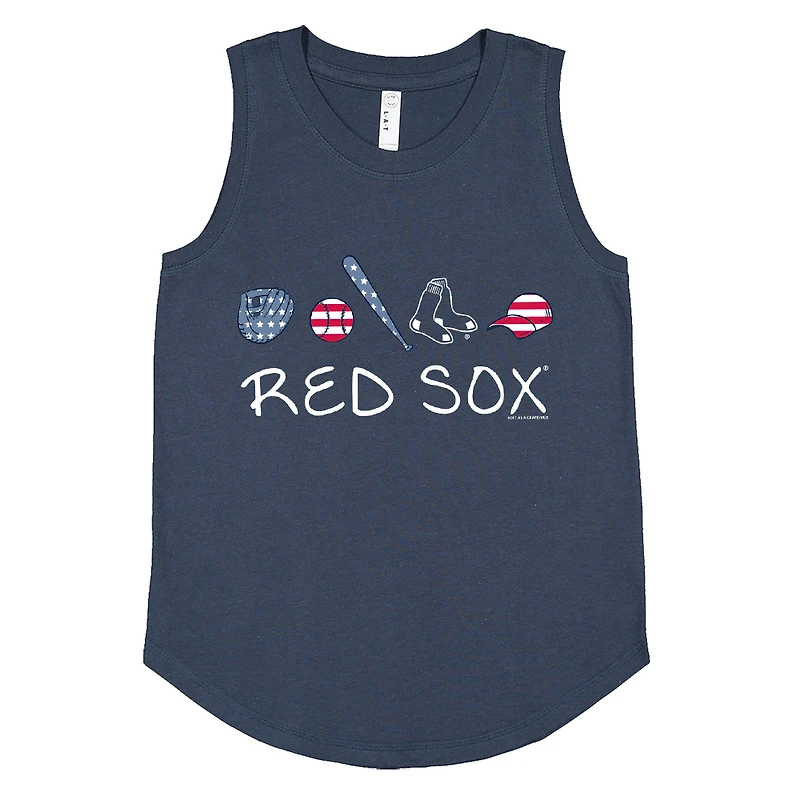 Girls Youth Soft as a Grape Denim Boston Red Sox Americana Tank Top