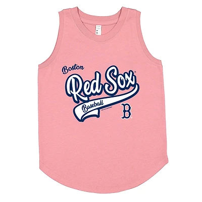 Girls Youth Soft as a Grape Pink Boston Red Sox Tank Top