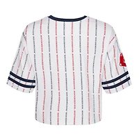 Girls Youth White Boston Red Sox Ball Striped T-Shirt