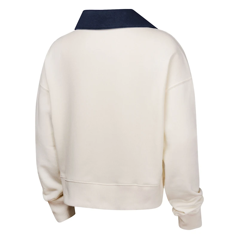 Sweat-shirt à col en V blanc pour jeunes filles Boston Red Sox Ballpark Hit