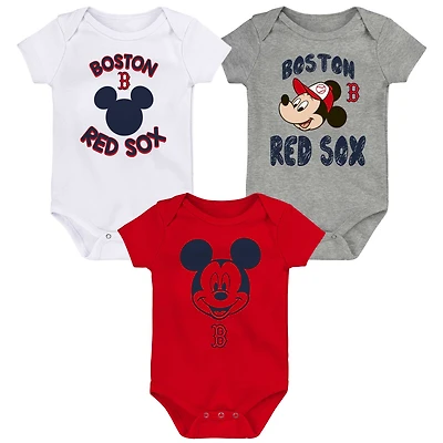 Ensemble de trois bodys l'équipe gagnante des Red Sox Boston pour bébé