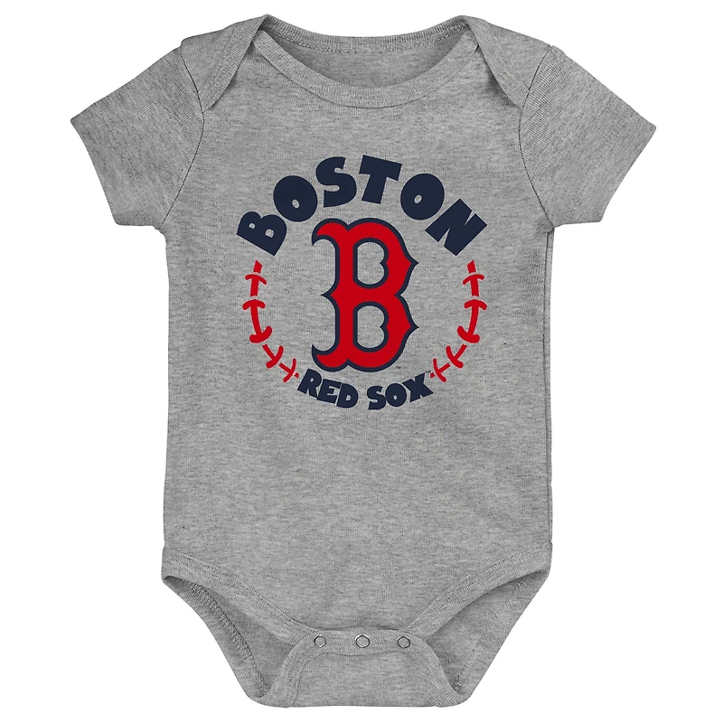 Infant Red/Gray/White Boston Red Sox Biggest Little Fan - 3-Pack Bodysuit Set
