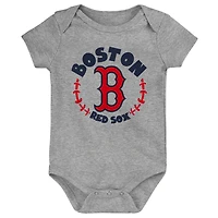 Infant Red/Gray/White Boston Red Sox Biggest Little Fan - 3-Pack Bodysuit Set