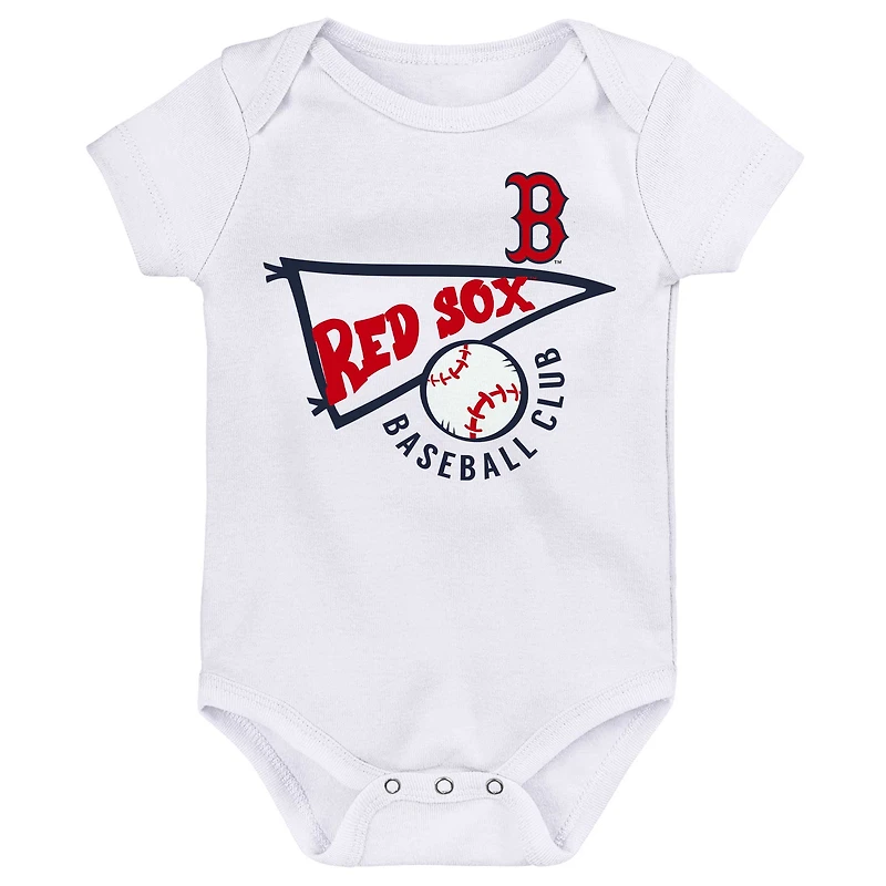 Infant Red/Gray/White Boston Red Sox Biggest Little Fan - 3-Pack Bodysuit Set