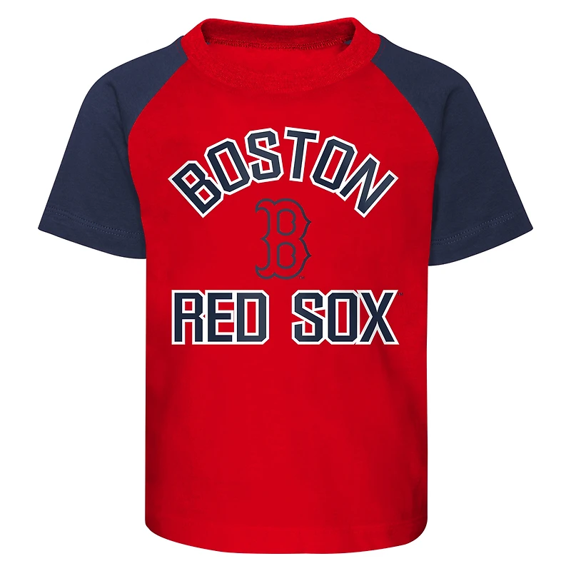 Infant Red/Heather Gray Boston Red Sox Ground Out Baller Raglan T-Shirt and Shorts Set