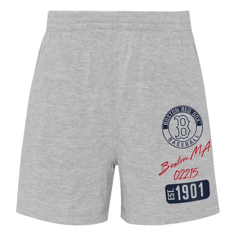 Infant Red/Heather Gray Boston Red Sox Ground Out Baller Raglan T-Shirt and Shorts Set