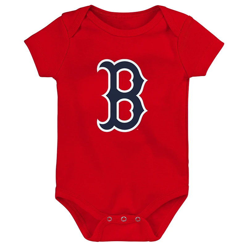 Lot de 3 bodys rouge/blanc/gris chiné Boston Red Sox Biggest Little Fan pour bébé