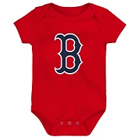 Lot de 3 bodys rouge/blanc/gris chiné Boston Red Sox Biggest Little Fan pour bébé