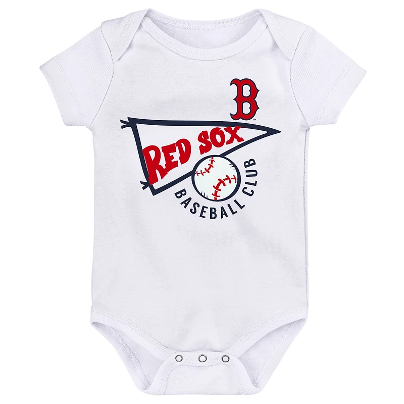 Lot de 3 bodys rouge/blanc/gris chiné Boston Red Sox Biggest Little Fan pour bébé