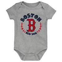 Lot de 3 bodys rouge/blanc/gris chiné Boston Red Sox Biggest Little Fan pour bébé