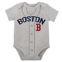 Infant White/Heather Gray Boston Red Sox Two-Pack Little Slugger Bodysuit Set