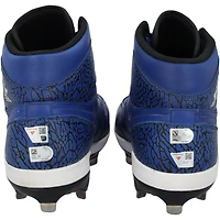 Chaussures Jordan Brand bleues dédicacées par Jarren Duran des Red Sox de Boston lors de la saison 2024 de la MLB