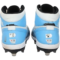Chaussures Jordan Brand bleu clair/blanc dédicacées par Jarren Duran des Red Sox de Boston lors de la saison 2024 de la MLB