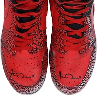Chaussures Jordan Brand rouges dédicacées par Jarren Duran des Red Sox de Boston lors de la saison 2024 de la MLB