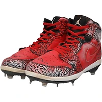 Chaussures Jordan Brand rouges dédicacées par Jarren Duran des Red Sox de Boston lors de la saison 2024 de la MLB